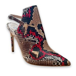 *NEW* Steve Madden Red Tan Snake Print Slingback Daily Toe Shootie / Size 8.5 M
